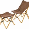 CAMPZ Bamboe Vouwstoel Set Met Overtrek En Voetensteun, Bruin -CAMPZ Winkels campz bamboo folding chair set with cover and footrest brown brown 1