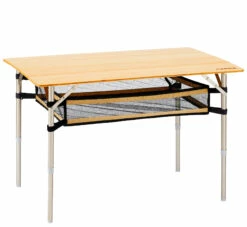 CAMPZ Bamboe Tafel 100x65x65cm Met Opbergnet, Bruin