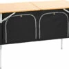 CAMPZ Bamboe Tafel 120x50x80cm Met Opbergplank, Bruin/zwart -CAMPZ Winkels campz bamboo table with storage shelf brown black 1