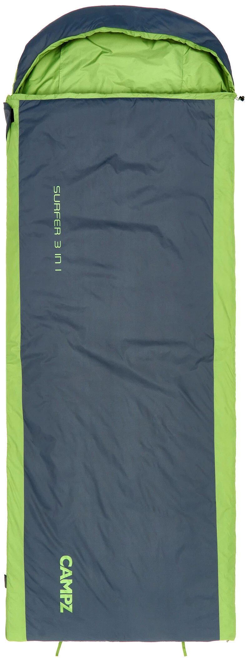 CAMPZ Surfer 3in1 Slaapzak, Grijs/groen 3 CAMPZ Surfer 3in1 Slaapzak, Grijs/groen